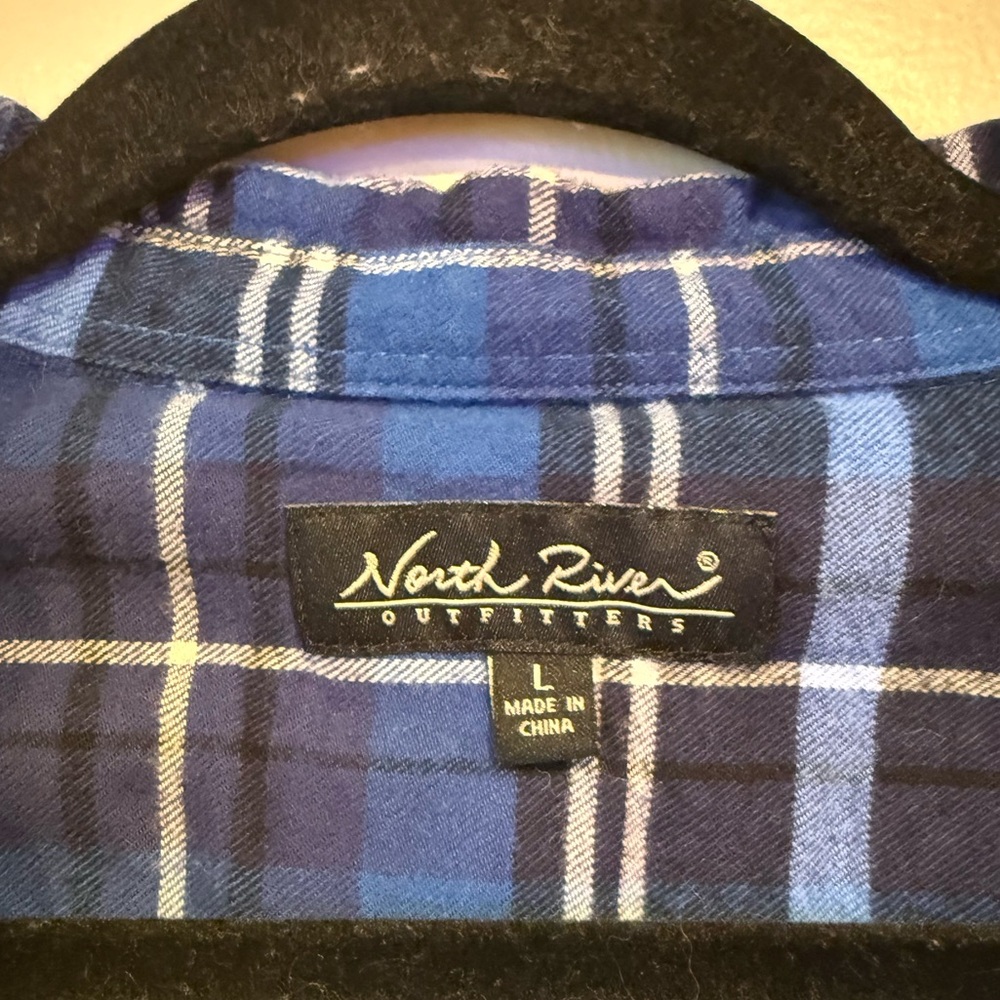 North River Outfitters Women's Blue Plaid Button Down Flannel Size Large - Picture 2 of 5